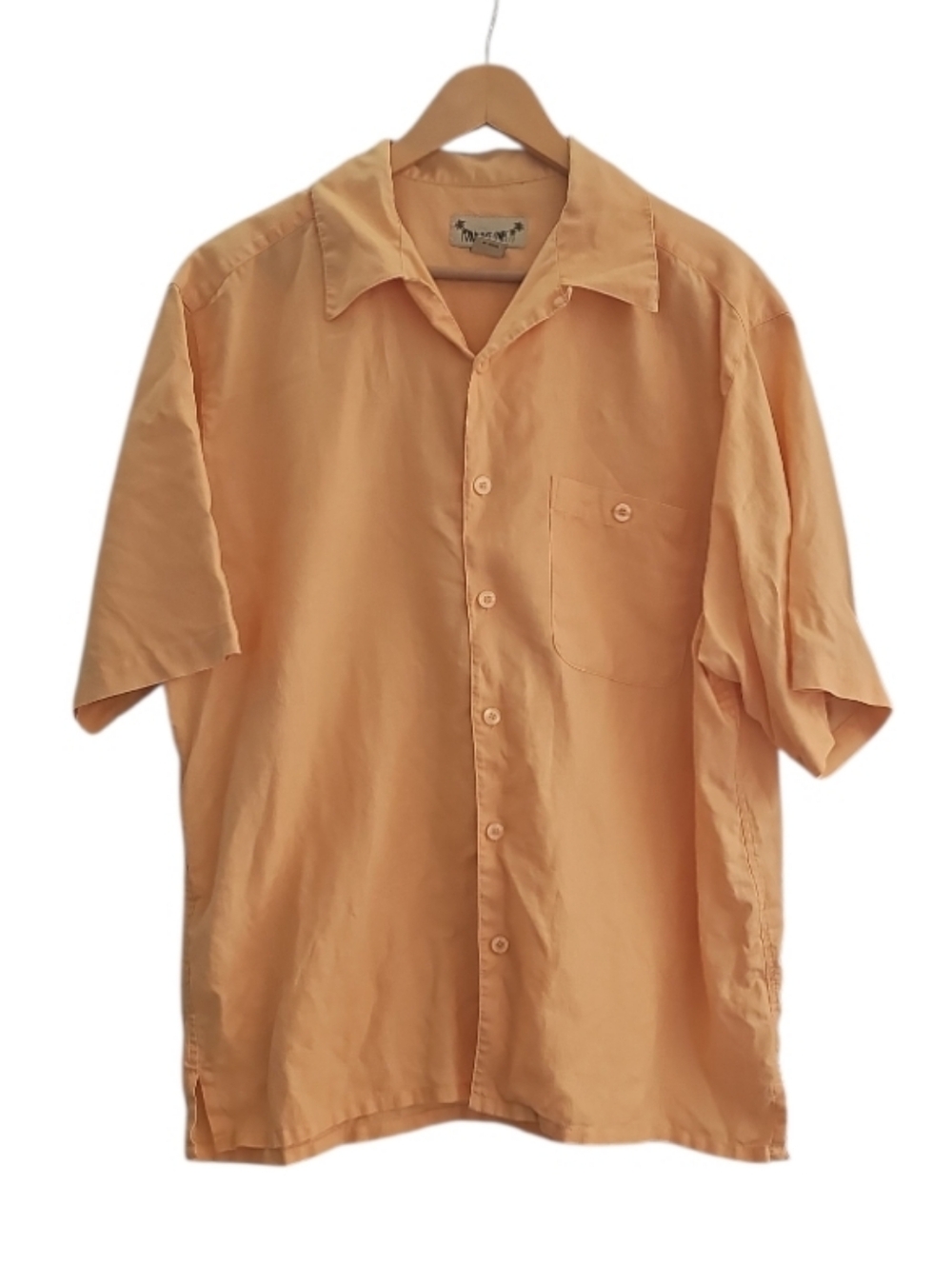 Paradise Coves Linen Shirt XL Peach Orange Button Up Resort Camp Shirt Men